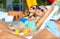 Beautiful girls sunbathing on summer vacation