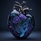 beautiful glass anatomical heart, technology, flowers