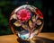 beautiful glass apple with a floral design inside.