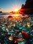 Beautiful Glass Beach, colorful pebbles, Fantasy seascape, dreamy atmosphere