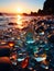 Beautiful Glass Beach, colorful pebbles, Fantasy seascape, dreamy atmosphere