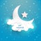 Beautiful glossy moon and star for Eid celebration.