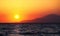 Beautiful glowing golden island sunset over the sea in Kos Greece
