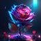 Beautiful glowing rose on a dark background. 3d illustration. Generative AI