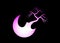 Beautiful GlowPink Bonsai tree with crescent moon logo or wallpaper