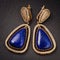 Beautiful gold earrings with lapis lazuli and small cubic zirconias