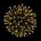 Beautiful gold firework. Golden salute on black background. Light decoration firework for Christmas, New Year