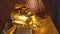 Beautiful Gold Image Buddha Posture Sleep Of Thailand