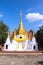 Beautiful Gold pagoda on bright blue sky background at  Wat Doi Sapphanyu temple in Chiang Mai of Thailand