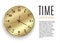 Beautiful gold wall clock with golden edging. Design a large template. look at that time. A beautiful and original timer