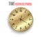 Beautiful gold wall clock with golden edging. Design a large template. look at that time. A beautiful and original timer