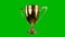 beautiful golden 1st place bowl on green screen , isolated - object 3D rendering