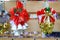 Beautiful golden Christmas bells, favorite New Year`s toys, decorations and gifts, the best positive emotions. Festive Christmas