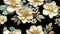 Beautiful Golden Cream Soft Yellow Pale Green Ivory Gilding Flowers Seamless Tile. Generative AI