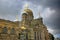 Beautiful golden cupolas of the Temple Of The Assumption church Vasilyevsky Island, St Petersburg, Russia