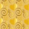 Beautiful golden hearts with floral decoration in seamless pattern tile