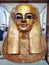 Beautiful golden mask of an ancient Egyptian pharaoh in Cairo Museum