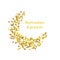 Beautiful Golden Moon , Ramadan Kareem greeting, gold background