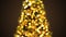 Beautiful Golden New Year Tree Lights Blinking in Defocused Blur Bokeh. Greeting Background Seamless 3d Animation. Merry