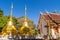 Beautiful golden pagodas at Wat Phra That Doi Tung, Chiang Rai. Wat Phra That Doi Tung comprises of a twin Lanna-style stupas, one