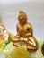 Beautiful Golden Peace Buddha Statue navratri festivel celebration