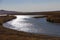 Beautiful golden prairie and a quiet winding river