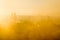 Beautiful golden scenery of soft Prague morning misty cityscape