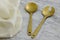 Beautiful golden serving spoon and fork