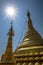 Beautiful golden stupa, chedi and pagoda in buddhist temple in Thailand