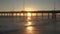 Beautiful golden sunset behind the pier in Venice Beach California