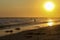 Beautiful golden sunset, quiet sea and beach in Irvine, America