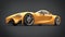 Beautiful golden super sports car - low angle epic shot