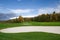 Beautiful Golf Sand Trap in the Middle of a Fairway in the Forest During Fall Season