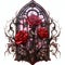 beautiful gothic roses Gothic Window clipart illustration