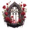 beautiful gothic roses Gothic Window clipart illustration