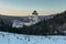 Beautiful gothic Royal Karlstejn Castle in winter with snow,Czech Republic.Founded by Charles IV.There are Czech crown jewels,