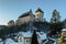 Beautiful gothic Royal Karlstejn Castle in winter with snow,Czech Republic.Founded by Charles IV.There are Czech crown jewels,