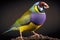 Beautiful Gouldian Finch Close Up. Colorful and Vibrant Animal.