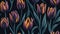 beautiful Gradient red and yellow color tulip flower with dark creative background, pattern Generative AI