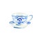 Beautiful graphic lovely artistic tender wonderful blue porcelain china tea cup pattern watercolor hand illustration
