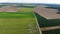 Beautiful grasslands and country landscape from above - aerial flight footage