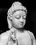 Beautiful grayscale vertical shot of Buddhist statue in California Science Center, USA