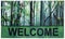 Beautiful green, black and multicolor Outdoor Door mat with trees, birds and Welcome text