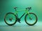 a beautiful green color 3d render bicycle with green gradient background