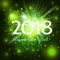 Beautiful green fireworks with greetings Happy New Year 2018!