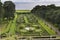 Beautiful green geometric garden view from above