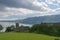 Beautiful green hills, village of Luss Scotland