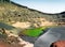 Beautiful green lake Lago Verde inside crater on Lanzarote