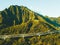 Beautiful green mountains in Hoâ€™omaluhia Botanical Garden in Hawaii