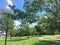 Beautiful green park with pathway trail in Coppell, Texas, USA